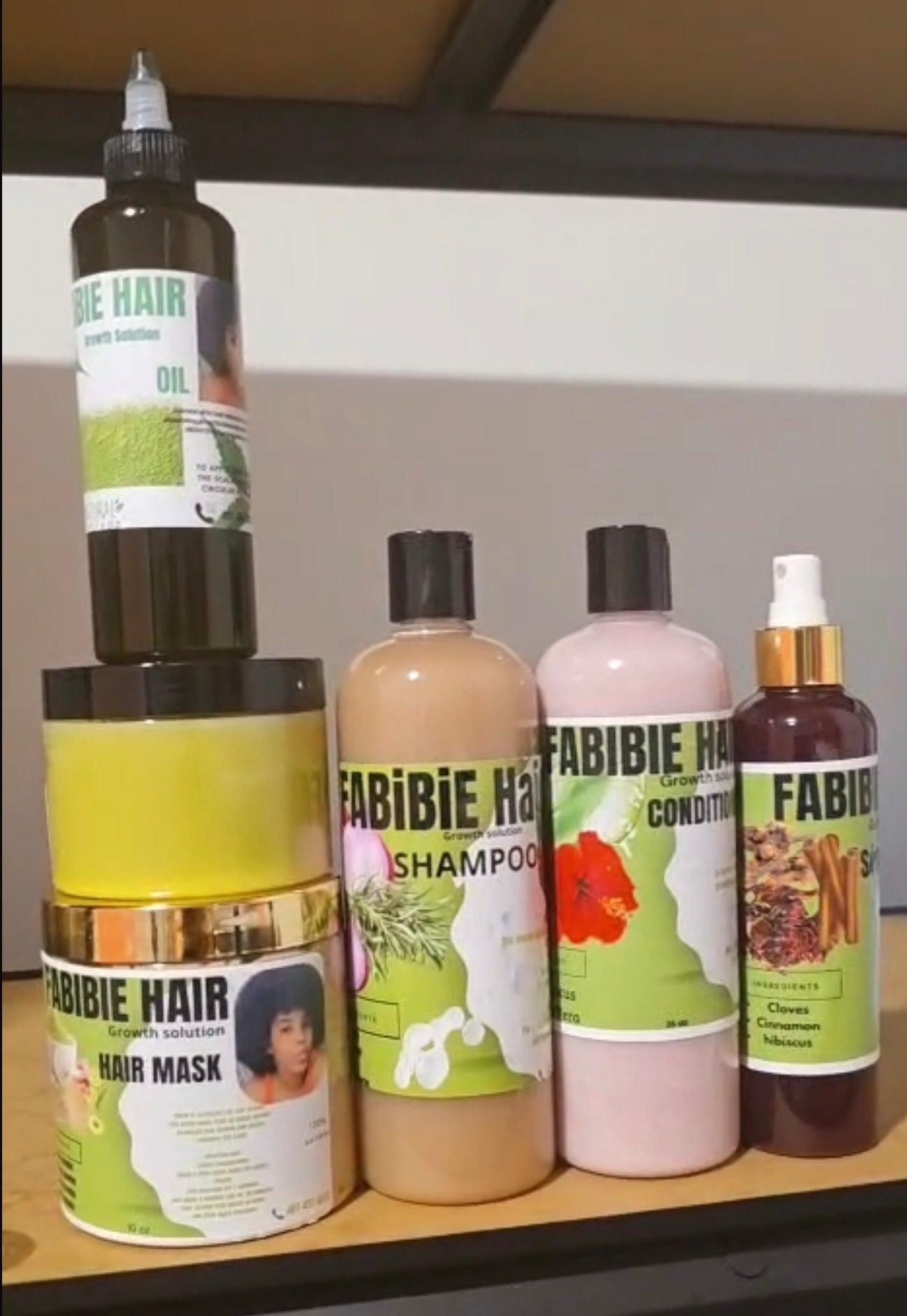 FABIBIE hair growth big size Gamme complet 6 products :shampoo,conditioner,oil,pomade sérum spray,hair mask