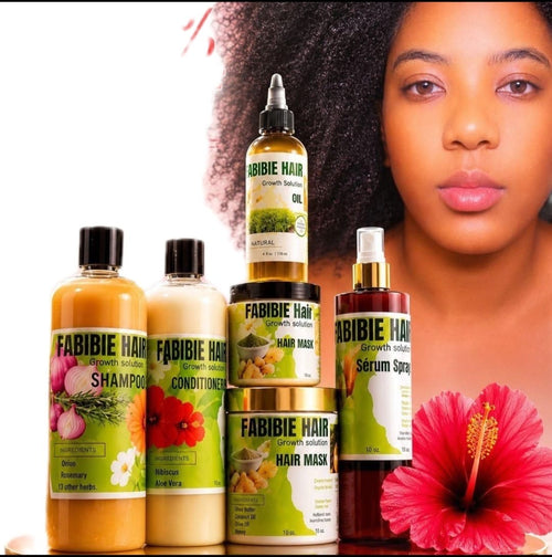 FABIBIE hair growth big size Gamme complet 6 products :shampoo,conditioner,oil,pomade sérum spray,hair mask